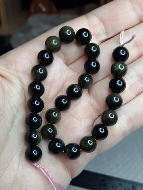 8mm Gold Sheen Obsidian Bead Strand – 8" #8